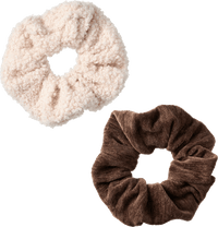 Scrunchies Teddystoff & Cord, beige/braun, 2 St