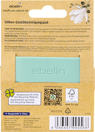 ebelin Silikon- Gesichtsreinigungspad, 1 St