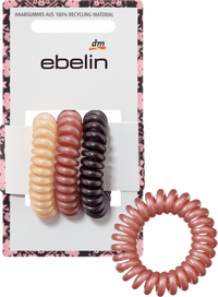 Spiralhaargummis, aubergine, rosa, beige, 3 St