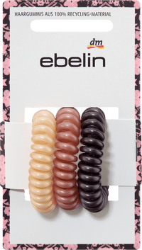 Spiralhaargummis, aubergine, rosa, beige, 3 St