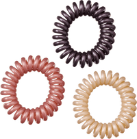 Spiralhaargummis, aubergine, rosa, beige, 3 St