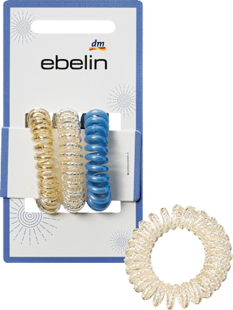 Spiralhaargummis weiß/blau/gold, 3 St