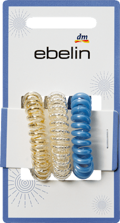 Spiralhaargummis weiß/blau/gold, 3 St