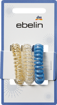 Spiralhaargummis weiß/blau/gold, 3 St