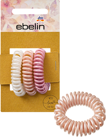 Spiralhaarhaargummis, weiß/peach/rosa, 3 St ebelin