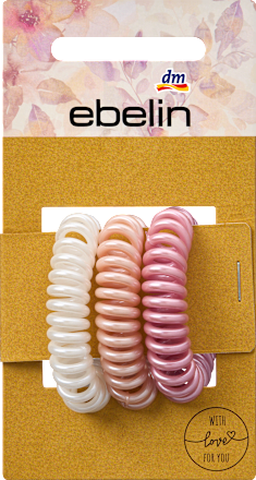 Spiralhaarhaargummis, weiß/peach/rosa, 3 St ebelin