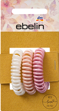Spiralhaarhaargummis, weiß/peach/rosa, 3 St ebelin