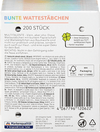 Wattestäbchen bunt, 200 St