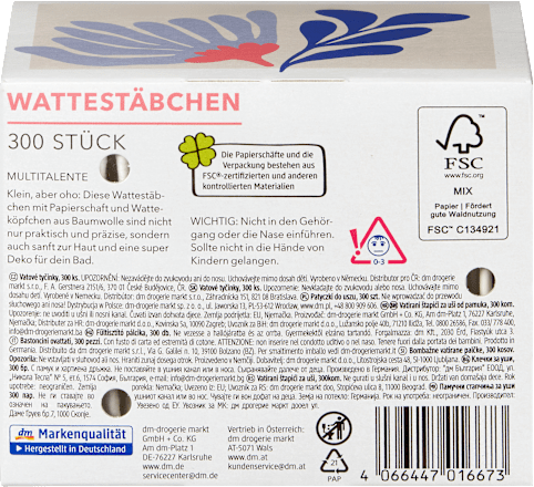 Wattestäbchen Motiv-Box, 300 St