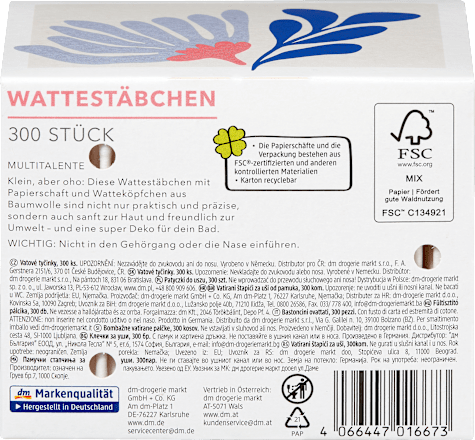 Wattenstaafjes motiefdoos, 300 stuks