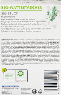 Wattestäbchen Recycling Bio GOTS-zertifiziert, 200 St
