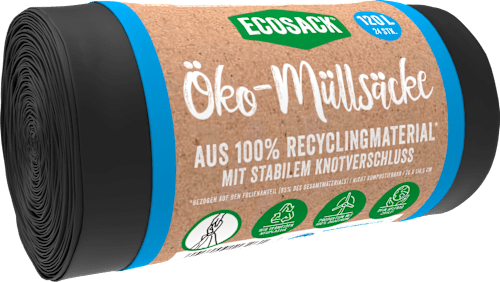 Stevige eco-tas 120 l met knoopsluiting, 24 stuks