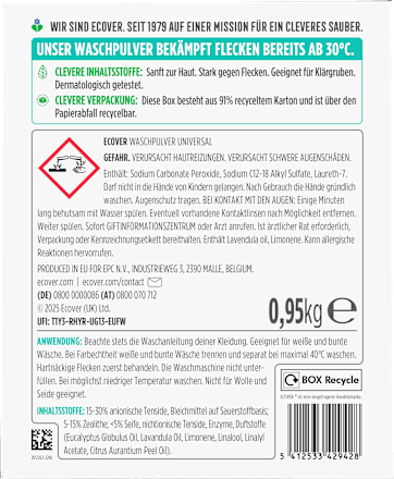 Vollwaschmittel Pulver Universal, 19 Wl