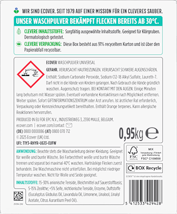 Vollwaschmittel Pulver Universal, 19 Wl