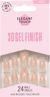 Künstliche Nägel 3D Gel Finish Coffin, 24 St Elegant Touch