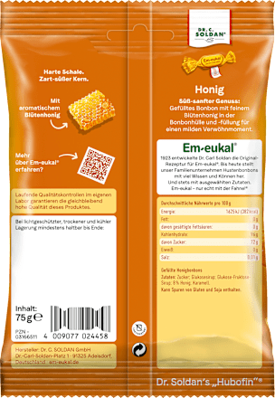 Bonbon, Honig, gefüllt, 75 g