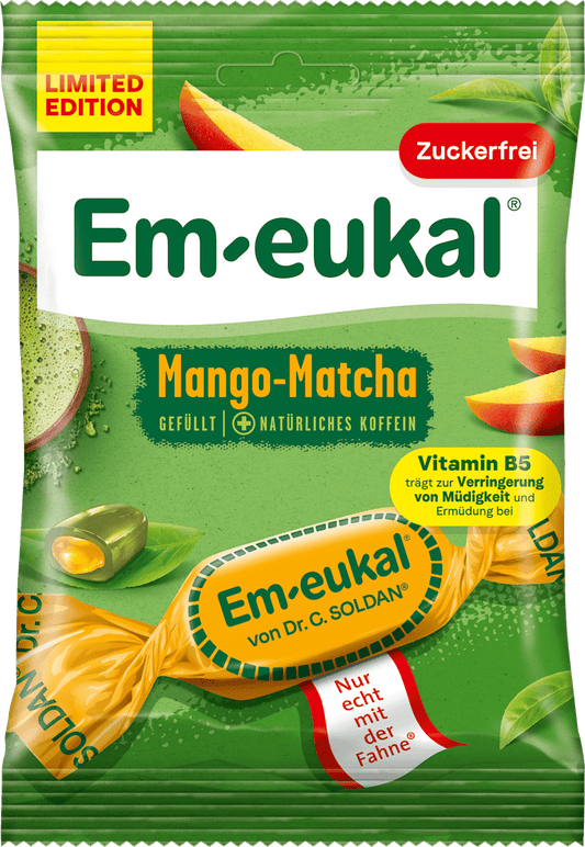 Bonbon Em-eukal, mangue-matcha, fourré, sans sucre, 75 g