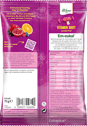 Bonbon, Vitamin Shot, gefüllt, zuckerfrei, 75 g