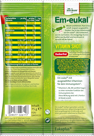 Bonbon, Vitamin Shot sauer, zuckerfrei, 75 g