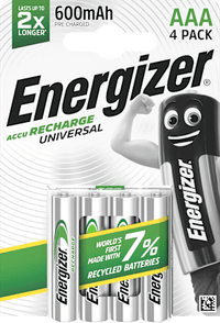 Batterij Opladen Universeel AAA 600 mAh, 4 stuks