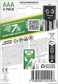 Batterij Opladen Universeel AAA 600 mAh, 4 stuks