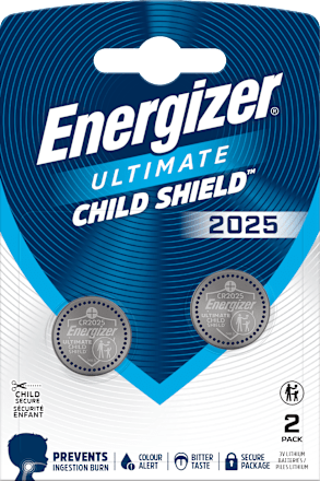 Knopfzelle CR2025 Lithium Child Shield, 2 St