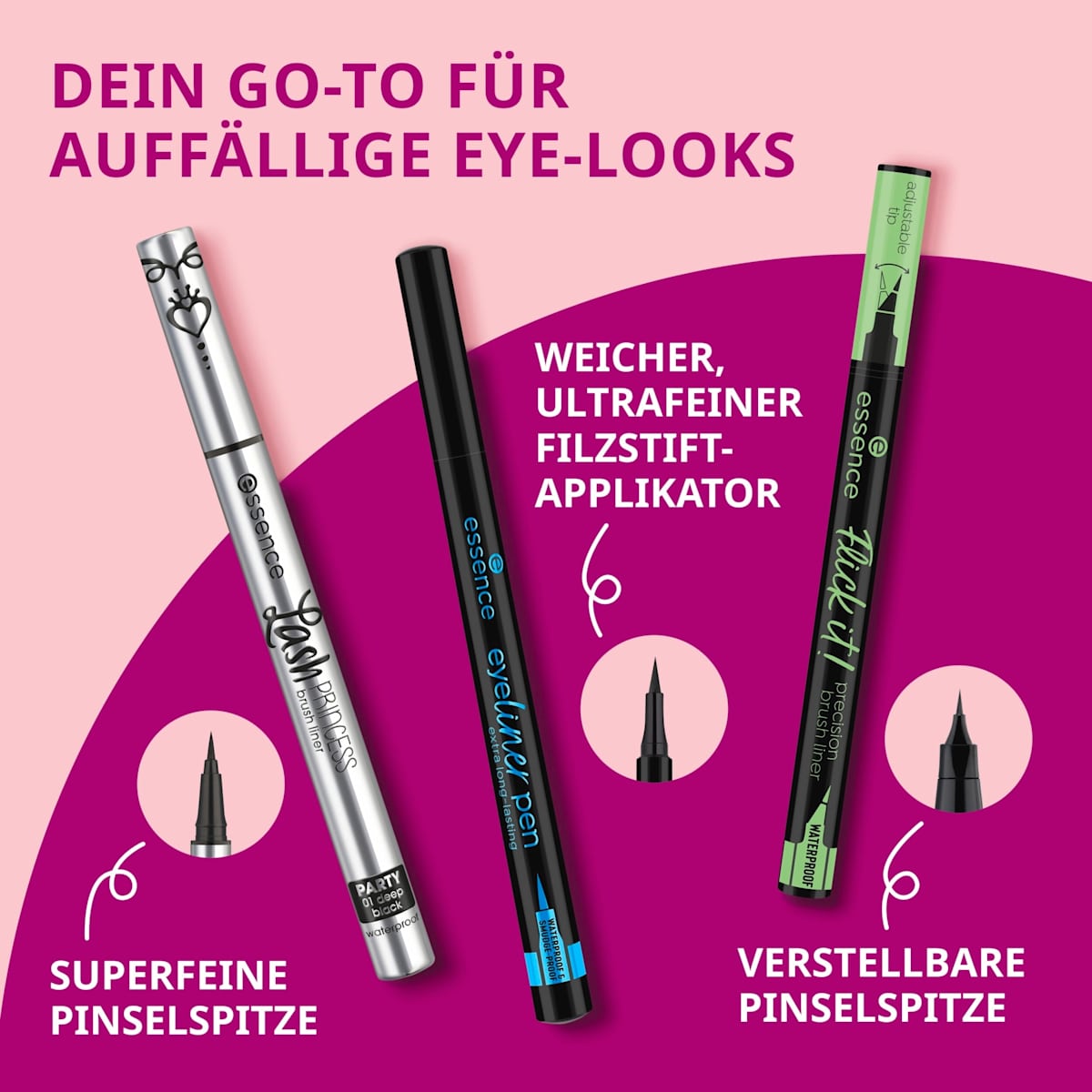 essence Eyeliner Lash Princess Party 01 Deep Black Waterproof, 0,55 ml