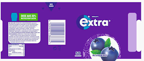Kauwgom, Extra Blueberry, suikervrij, 50 stuks