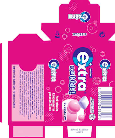 Kauwgom, Extra for Kids Bubblegum, suikervrij, 8 stuks