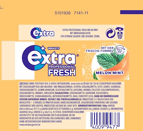 Kauwgom, Extra Professional Fresh, Meloen Mint, suikervrij, 10 stuks