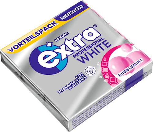 Kauwgom, Extra Professional White, Bubblemint, suikervrij, 3-pack, 30 stuks
