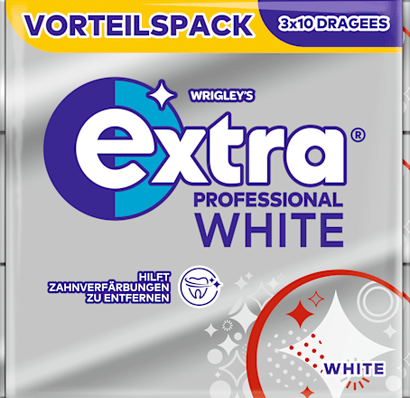 Kauwgom, Extra Professional Wit, suikervrij, 3-pack, 30 stuks