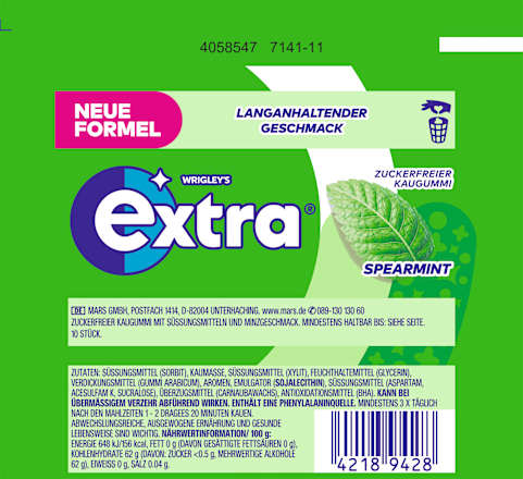 Kaugummi, Spearmint, zuckerfrei, 10 St