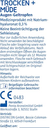 Augentropfen Trockene + Müde Augen, 10 ml