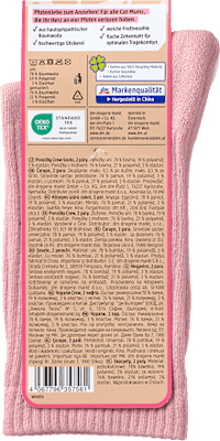 Crew Socken mit Katzen-Motiv beige + rosa Gr. 39-42, 2 St