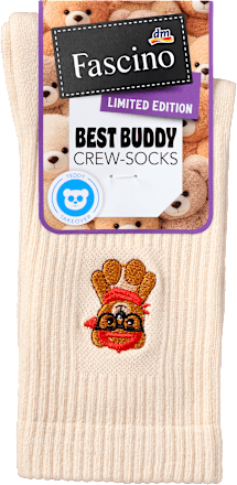Crew Socken mit Teddy-Motiv beige Gr. 39-42, 1 St