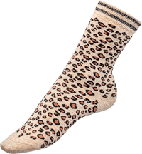 Socken mit Leo-Muster & Glitzer-Bund beige & schwarz Gr. 39-42, 1 St