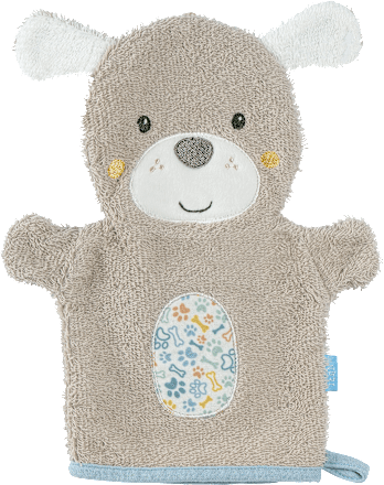 Waschhandschuh Hund, grau, 1 St
