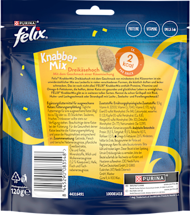 Katzenleckerli Knabber Mix Dreikäsehoch, 120 g Felix