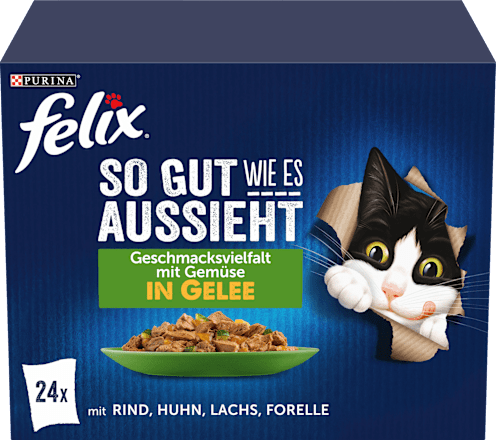 Nat kattenvoer, gemengde variatie met groenten in gelei, multipack (24 x 85 g), 2,04 kg