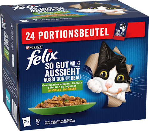 Nat kattenvoer, gemengde variatie met groenten in gelei, multipack (24 x 85 g), 2,04 kg