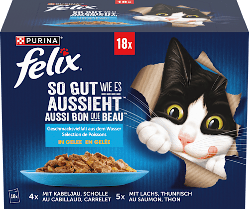 Nat kattenvoer in diverse smaken uit de water-in-gelei multipack (18x85 g), 1,53 kg