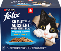 Nat kattenvoer in diverse smaken uit de water-in-gelei multipack (18x85 g), 1,53 kg