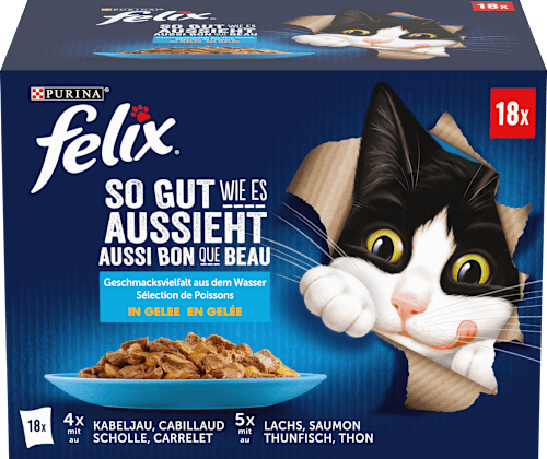 Nassfutter Katze Geschmacksvielfalt aus dem Wasser in Gelee Multipack (18x85 g), 1,53 kg