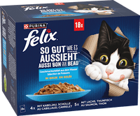 Nat kattenvoer in diverse smaken uit de water-in-gelei multipack (18x85 g), 1,53 kg