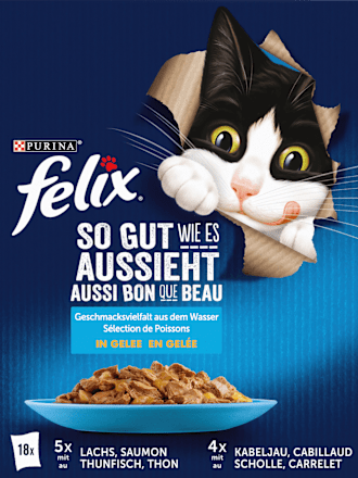 Nat kattenvoer in diverse smaken uit de water-in-gelei multipack (18x85 g), 1,53 kg