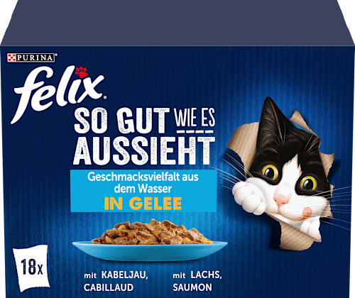 Nat kattenvoer in diverse smaken uit de water-in-gelei multipack (18x85 g), 1,53 kg