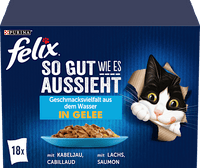 Nat kattenvoer in diverse smaken uit de water-in-gelei multipack (18x85 g), 1,53 kg