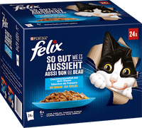 Nat kattenvoer, diverse smaken van water in gelei, multipack (24 x 85 g), 2,04 kg