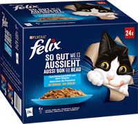 Nat kattenvoer, diverse smaken van water in gelei, multipack (24 x 85 g), 2,04 kg